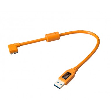 TetherTools CU61RT01-ORG TetherPro USB 3.0 SuperSpeed Micro-B Right Angle 1' (30cmm) Cable