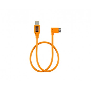 TetherTools CU61RT02-ORG TetherPro USB 3.0 to USB 3.0 Micro-B Right Angle Adapter "Pigtail" Cable, 20" (50cm), High-Visibilty Orange