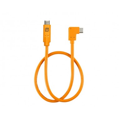 Tether Tools TetherPro USB-C to USB-C Right Angle Adapter Pigtail 20" (50cm) High-Visibilty Orange