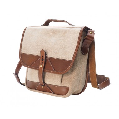 Fogg Can-Can Satchel Grey Fabric with Havana Leather