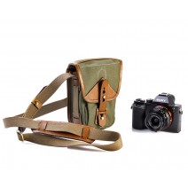 Fogg Specialist Bags-Fogg Piccolo Pouch Green Fabric with Havana Leather