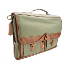 Fogg Specialist Bags-Fogg Baby Grand 15" Messenger Bag Green Fabric with Havana Leather 