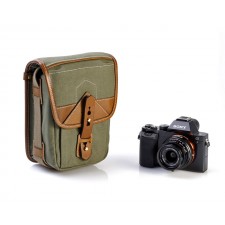 Fogg Specialist Bags-Fogg Flute M9 Pouch Ivy Green Fabric with Havana Leather